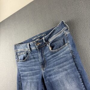 American Eagle Jeans Women's 12 Blue Kick Boot Flare Stretch Short Mid Rise